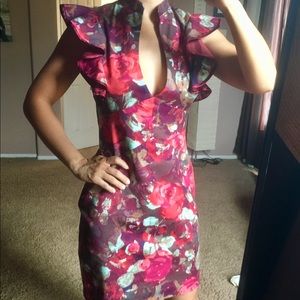 Black Halo ruffle sleeve cocktail dress size 2